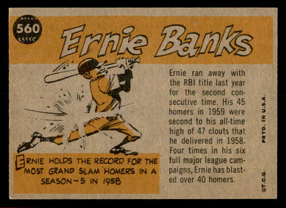 1960 Topps Baseball #560 Ernie Banks A.S. Cubs EX 566307