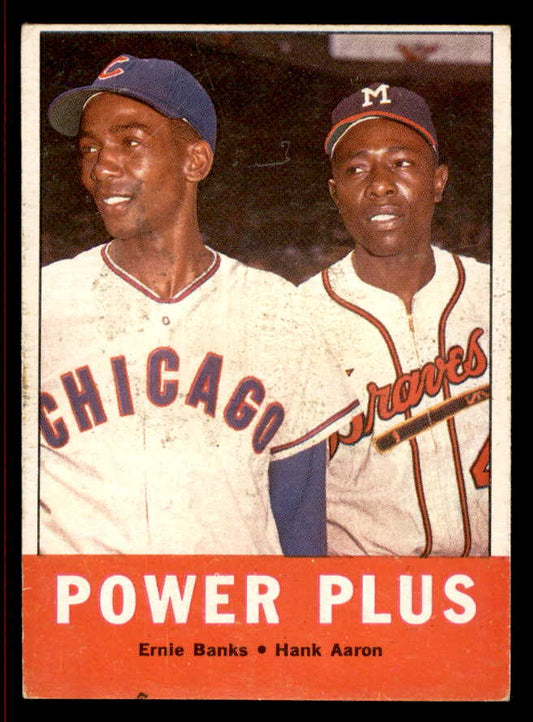 1963 Topps Baseball #242 Hank Aaron Ernie Banks EX 566324