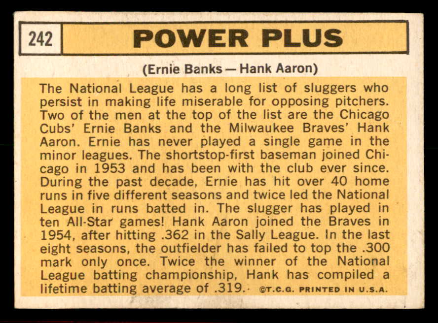 1963 Topps Baseball #242 Hank Aaron Ernie Banks EX 566324