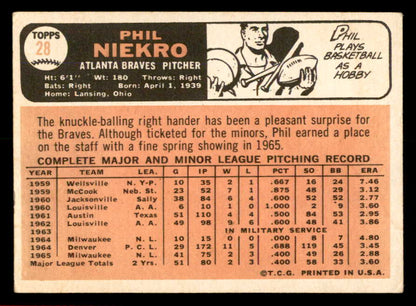 1966 Topps Baseball #28 Phil Niekro Braves VG-EX 566332
