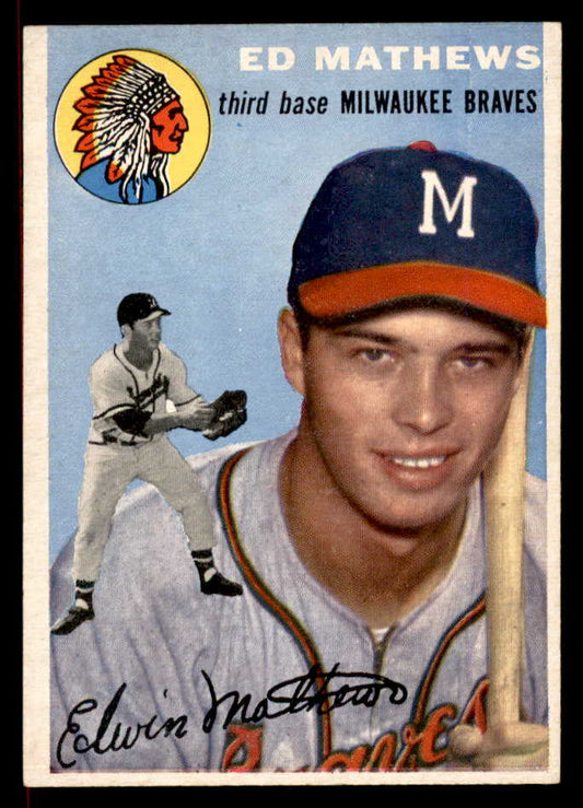1954 Topps Baseball #030 Eddie Mathews Braves EX-MT 566365
