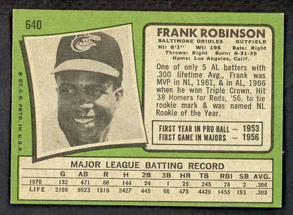 1971 Topps Baseball #640 Frank Robinson Orioles EX-MT 566368