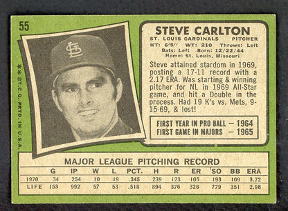 1971 Topps Baseball #055 Steve Carlton Cardinals EX-MT 566378