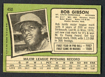 1971 Topps Baseball #450 Bob Gibson Cardinals EX-MT 566383