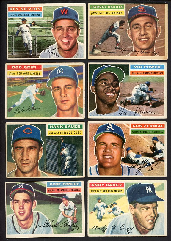 1956 Topps Set Lot 57 Diff VG-EX Haddix Carey Power 566437