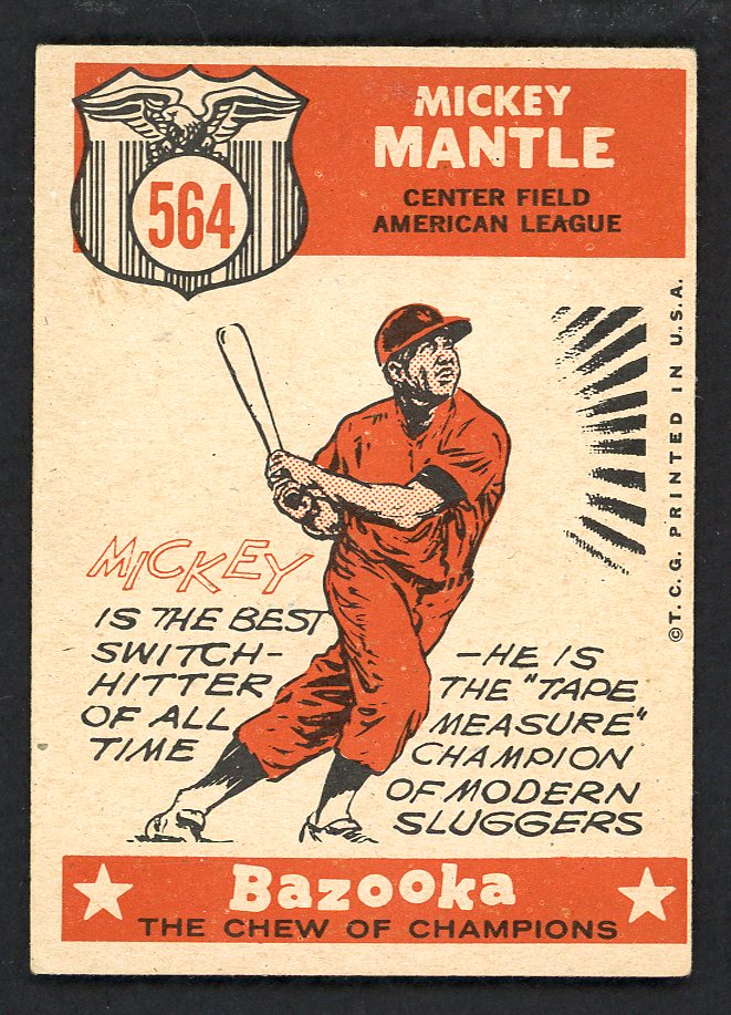 1959 Topps Baseball #564 Mickey Mantle A.S. Yankees EX 566469