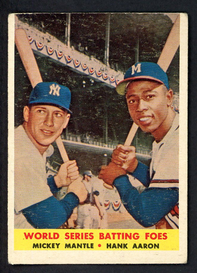 1958 Topps Baseball #418 Mickey Mantle Hank Aaron VG/VG-EX 566480