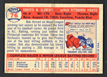 1957 Topps Baseball #76 Roberto Clemente Pirates EX+/EX-MT 566484