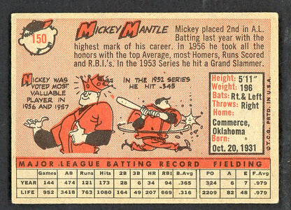 1958 Topps Baseball #150 Mickey Mantle Yankees GD-VG 566487