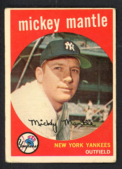 1959 Topps Baseball #10 Mickey Mantle Yankees VG 566492