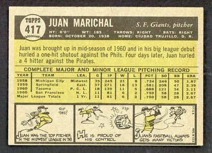 1961 Topps Baseball #417 Juan Marichal Giants EX 566504