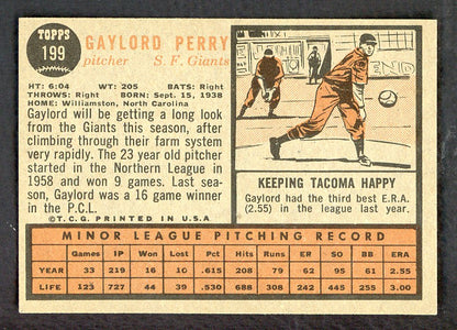1962 Topps Baseball #199 Gaylord Perry Giants NR-MT 566506