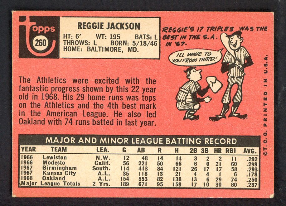 1969 Topps Baseball #260 Reggie Jackson A's VG-EX 566515