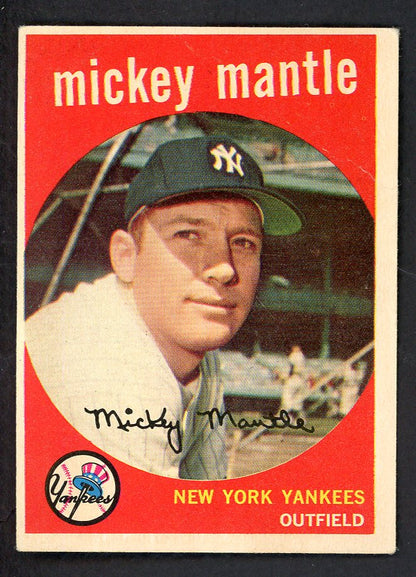 1959 Topps Baseball #10 Mickey Mantle Yankees VG 566537