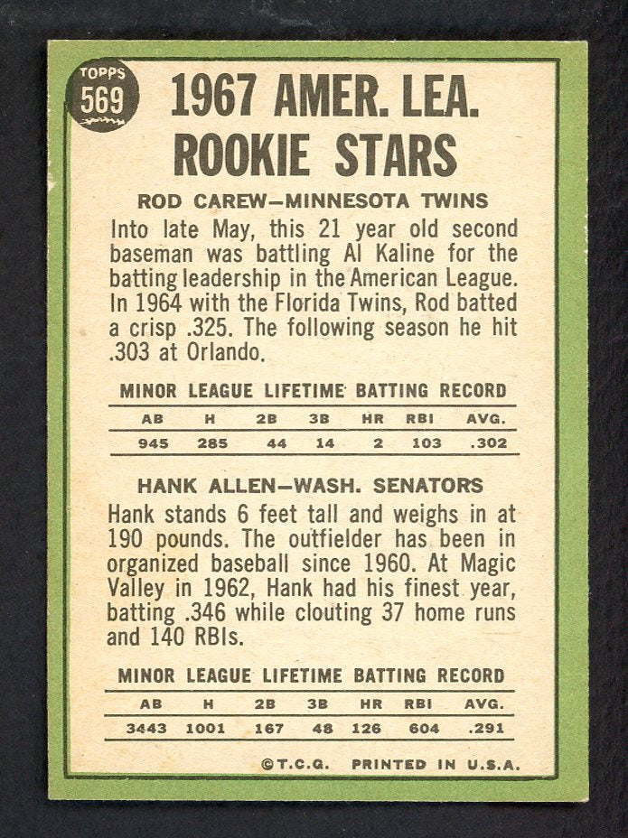 1967 Topps Baseball #569 Rod Carew Twins EX-MT 566542
