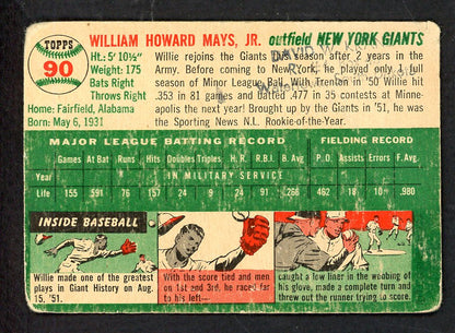 1954 Topps Baseball #90 Willie Mays Giants GD-VG 566547