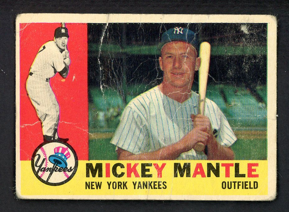 1960 Topps Baseball #350 Mickey Mantle Yankees Poor 566565