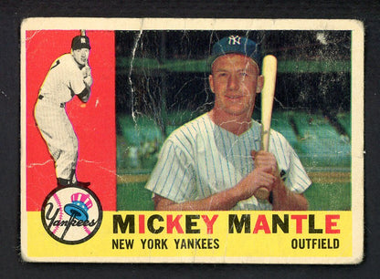 1960 Topps Baseball #350 Mickey Mantle Yankees Poor 566565