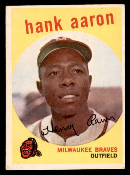1959 Topps Baseball #380 Hank Aaron Braves VG-EX 566581