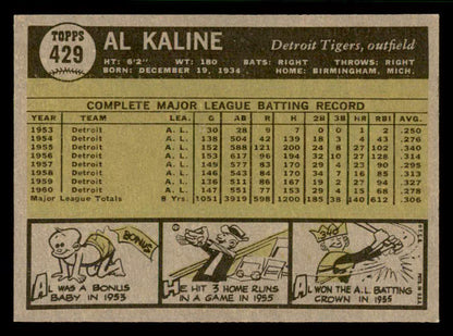 1961 Topps Baseball #429 Al Kaline Tigers EX-MT 566602