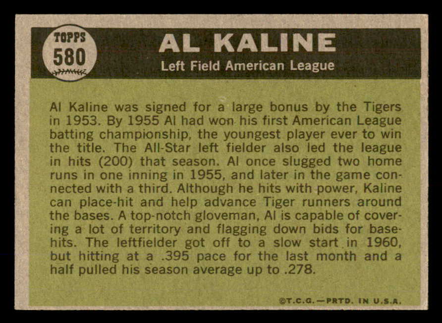 1961 Topps Baseball #580 Al Kaline A.S. Tigers EX+/EX-MT 566603