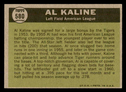 1961 Topps Baseball #580 Al Kaline A.S. Tigers EX+/EX-MT 566603