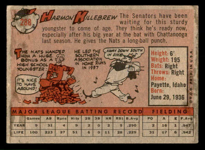 1958 Topps Baseball #288 Harmon Killebrew Senators EX 566604