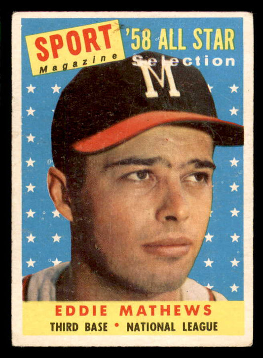 1958 Topps Baseball #480 Eddie Mathews A.S. Braves VG 566618