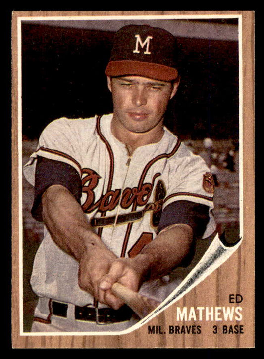 1962 Topps Baseball #030 Eddie Mathews Braves NR-MT 566621