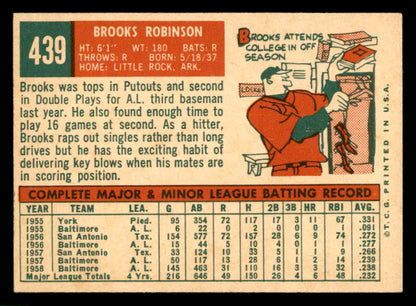 1959 Topps Baseball #439 Brooks Robinson Orioles EX+/EX-MT 566635