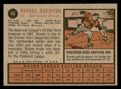 1962 Topps Baseball #45 Brooks Robinson Orioles EX-MT 566641