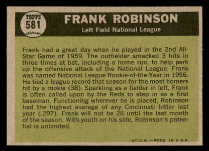 1961 Topps Baseball #581 Frank Robinson A.S. Reds NR-MT 566643