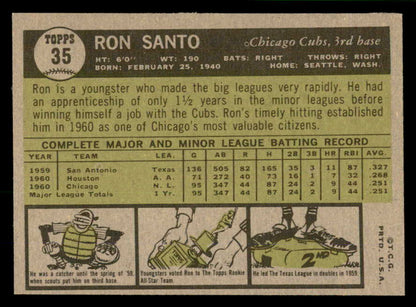 1961 Topps Baseball #35 Ron Santo Cubs NR-MT 566644