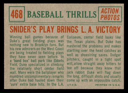1959 Topps Baseball #468 Duke Snider IA Dodgers EX-MT 566645