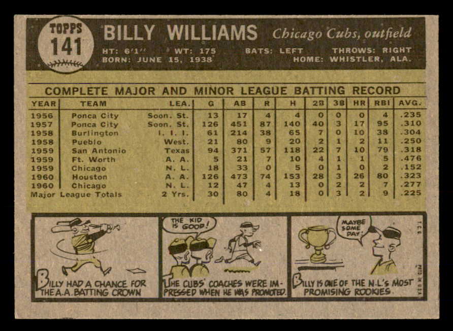 1961 Topps Baseball #141 Billy Williams Cubs EX-MT 566652