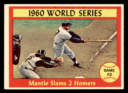 1961 Topps Baseball #307 World Series Game 2 Mickey Mantle EX 566675