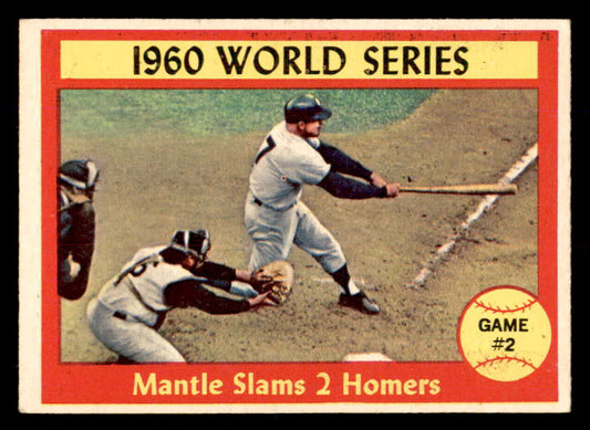 1961 Topps Baseball #307 World Series Game 2 Mickey Mantle EX 566675