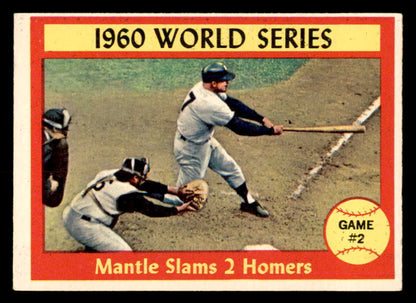 1961 Topps Baseball #307 World Series Game 2 Mickey Mantle EX 566676