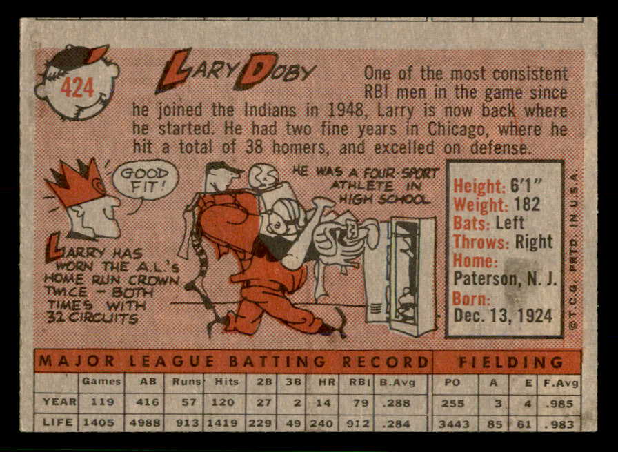 1958 Topps Baseball #424 Larry Doby Indians EX-MT 566688