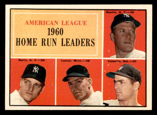 1961 Topps Baseball #044 A.L. Home Run Leaders Mickey Mantle NR-MT 566690