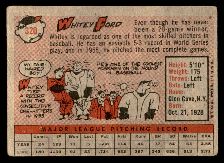 1958 Topps Baseball #320 Whitey Ford Yankees GD-VG 566693