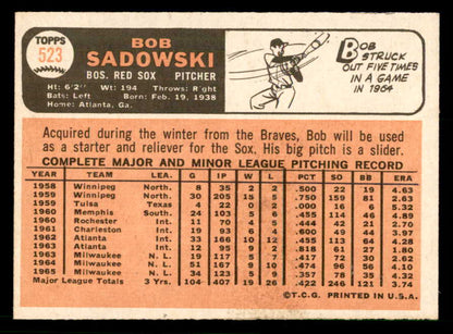 1966 Topps Baseball #523 Bob Sadowski Red Sox NR-MT 566699