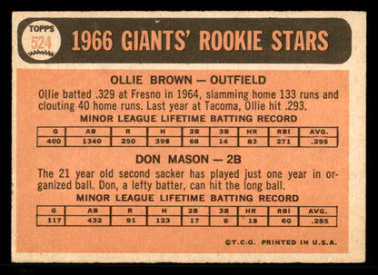 1966 Topps Baseball #524 Ollie Brown Giants EX 566701