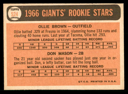 1966 Topps Baseball #524 Ollie Brown Giants NR-MT 566702
