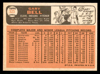 1966 Topps Baseball #525 Gary Bell Indians EX+/EX-MT 566705