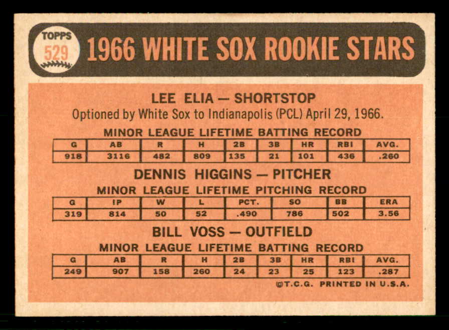 1966 Topps Baseball #529 Lee Elia White Sox EX-MT 566715