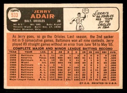 1966 Topps Baseball #533 Jerry Adair Orioles EX-MT 566727