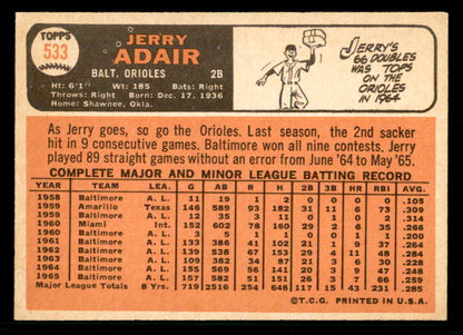 1966 Topps Baseball #533 Jerry Adair Orioles EX-MT 566728