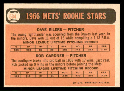 1966 Topps Baseball #534 Rob Gardner Mets EX-MT 566732