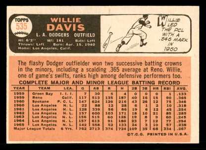 1966 Topps Baseball #535 Willie Davis Dodgers EX-MT 566735